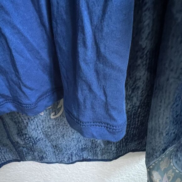 Johnny Was Sascha Silk Shirt Dress Tiered Sz S Long Slv Blue Paisley Spray - Picture 9 of 9